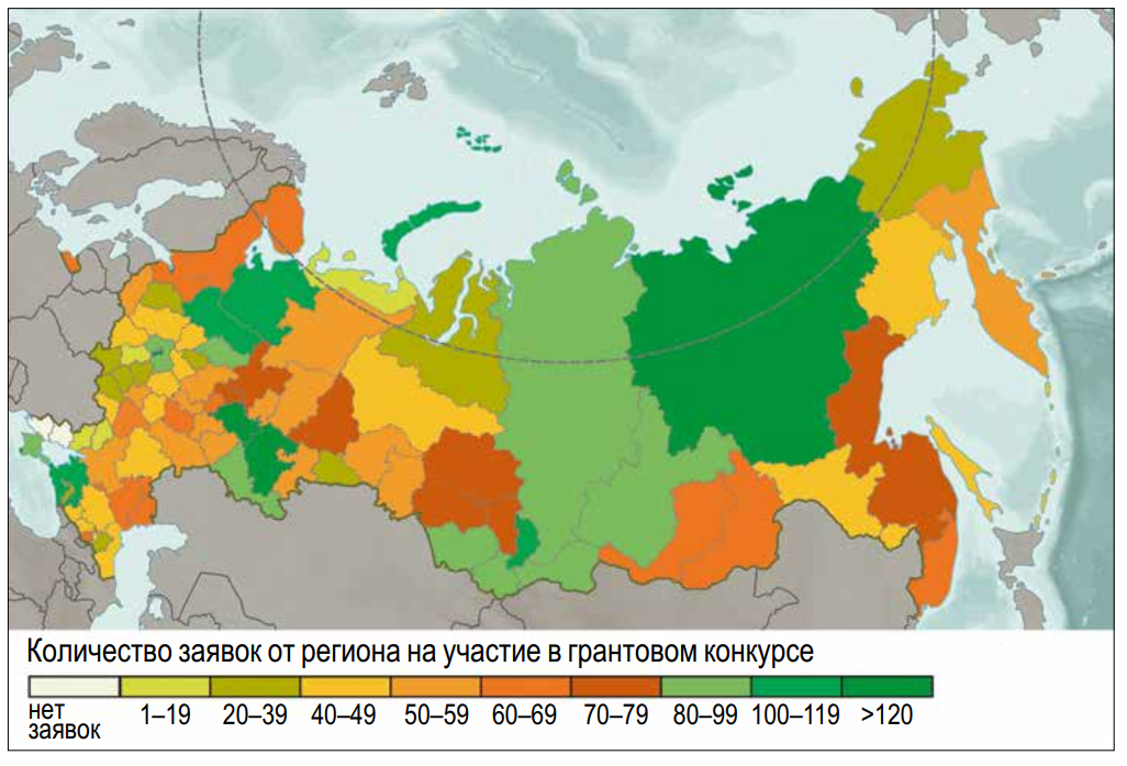Карта активности регионов